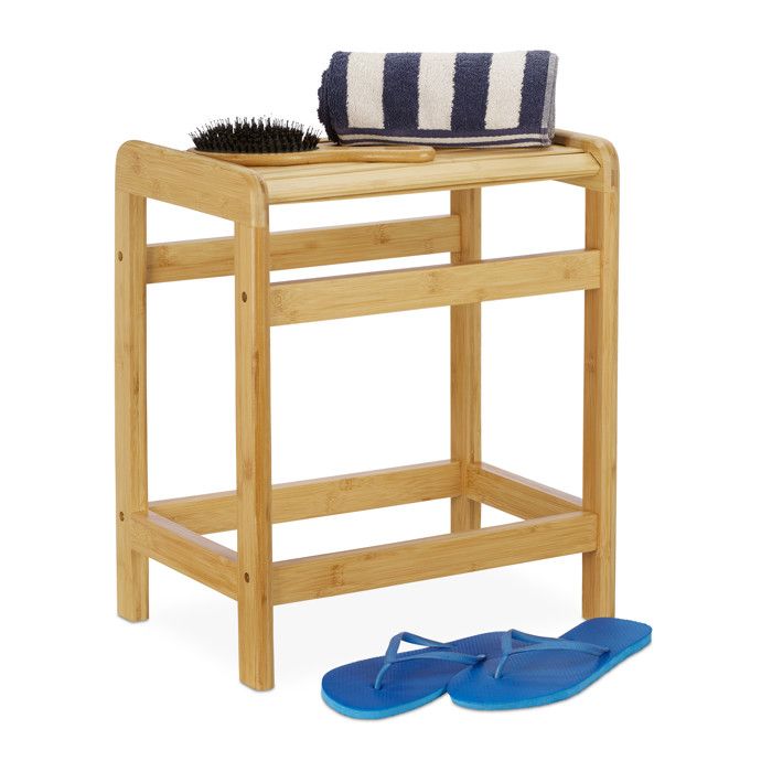 M/&W Banc de douche Tabouret de bain en bambou Petit siège Escabeau pour adultes Chaises de salle de bain et tabourets pour s/'asseoir moyen
