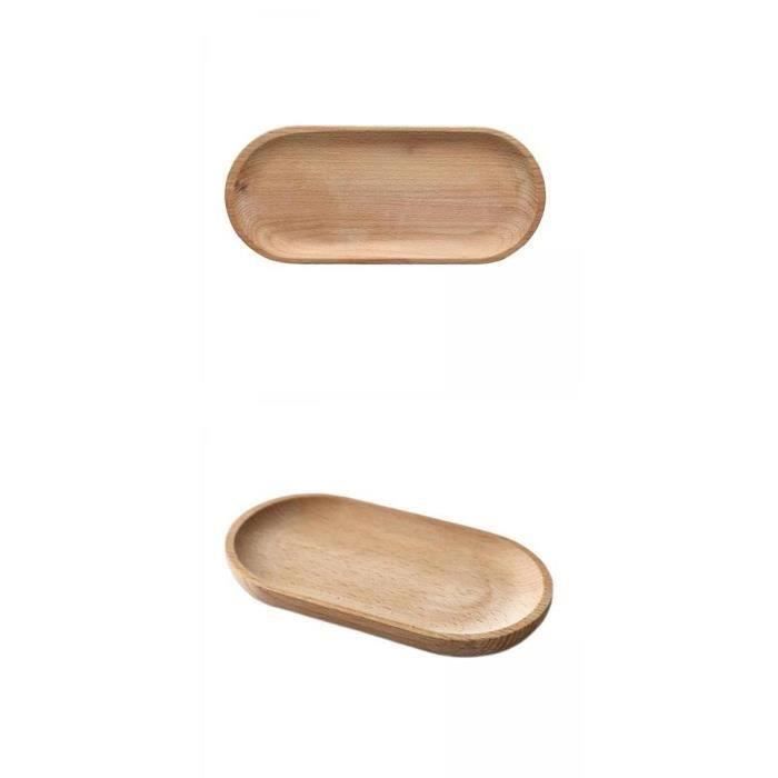 2 Pièces Assiette En Bois Plateau de Service Thé Boissons Plats