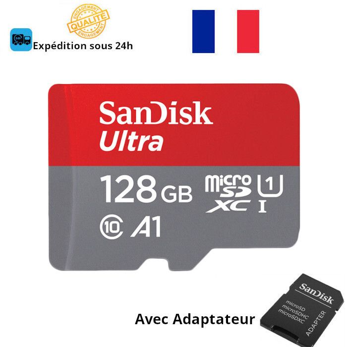 Carte mémoire SANDISK Micro SD SDHC avec Adaptateur - vue 2