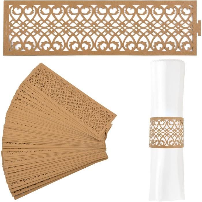 Lot De 50 Anneaux De Serviette Papier Kraft Évidé – Rond De Serviette Mariage & Fête Élégant