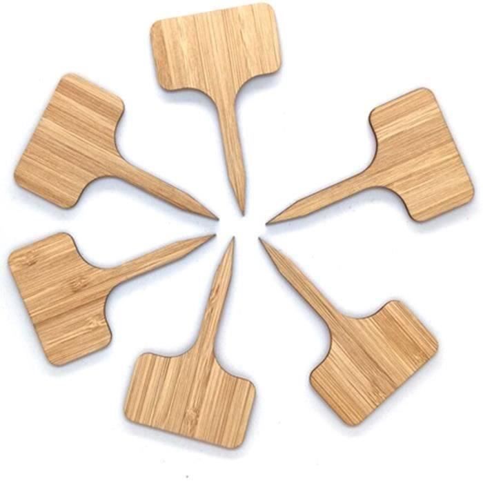 Lot De 30 étiquettes Pour Plantes En Bambou Avec Marqueur Noir - Taille 17.8x6 Cm, Forme T, Résistantes Intempéries | Pour Jardin, Herbes
