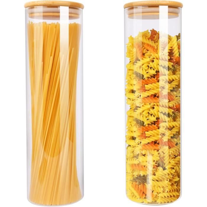 Dalena Home Set De 5 Bocaux Verre Hermétique Empilables – Borosilicate Robuste + Étiquettes – 2000ml 1500ml 1000ml 500ml