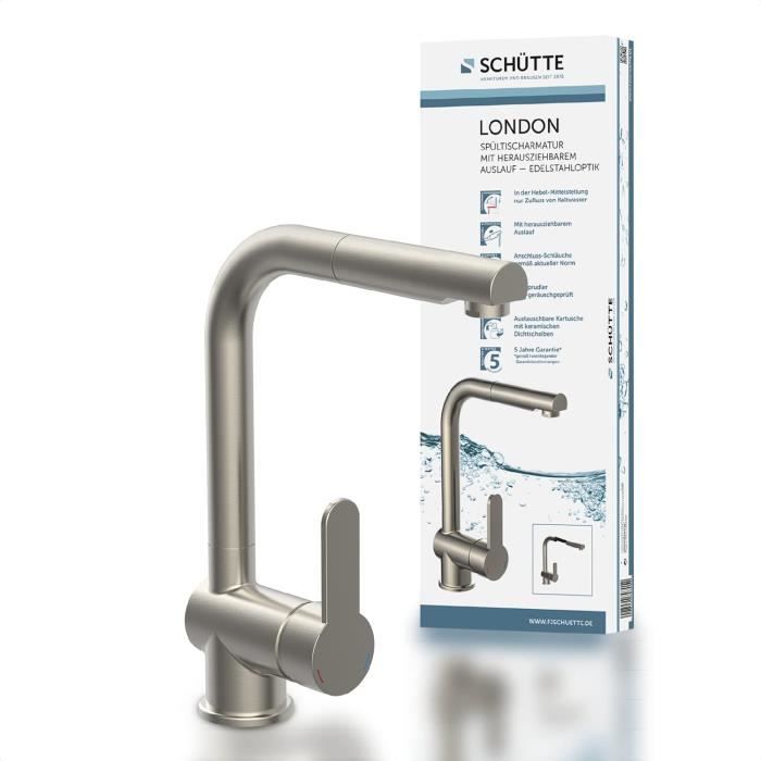 Robinet De Cuisine SCHÜTTE London Extractible – Occasion, Finition Chromée, Modèle 79719