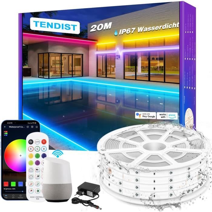 Ruban LED Extérieur Étanche 15m Blanc Froid à Chaud Graduable 24V WiFi Alexa - Lumière Cuisine, Piscine, Jardin