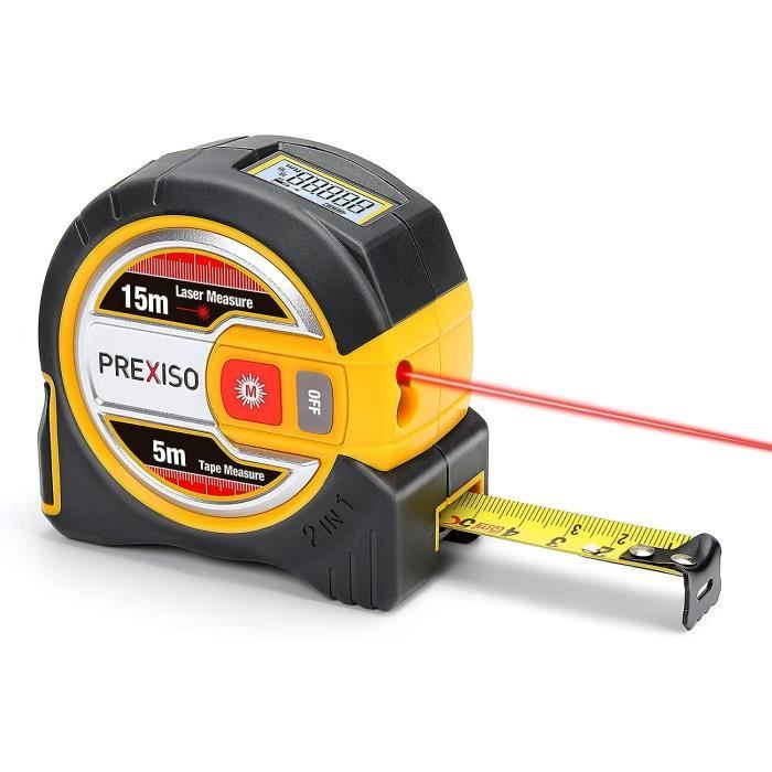 Télémètre Laser 2 En 1, Mètre Ruban Laser Avec Rétroéclairage Lcd, Outil De  Mesure Laser De 15M Et Ruban De 5M, Mesure Contin[H642]