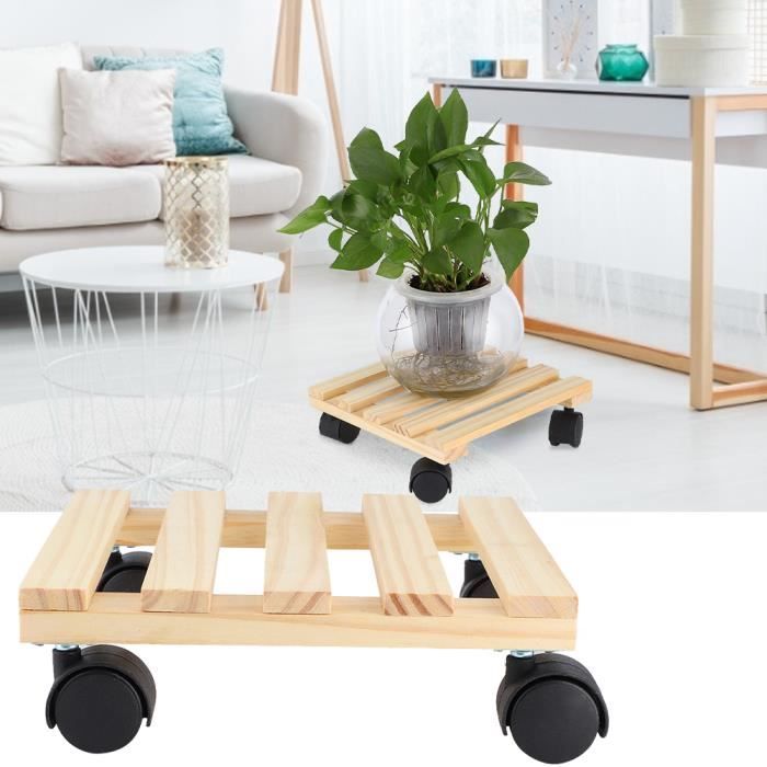 Support à Roulettes Pour Plantes Réglable - Porte-plante Mobile 39-52cm - Charge 300kg - Noir