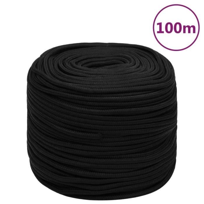 152824 vidaXL Corde de travail Noir 10 mm 100 m Polyester