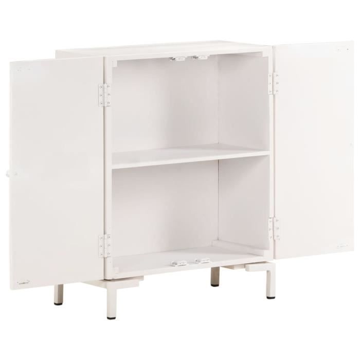 Buffet en bois de manguier massif - VINGVO - 60x30x76 cm - Porte(s) et tiroir(s) - Blanc - Buffet bas