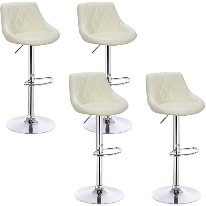 WOLTU lot de 4 Tabouret de bar avec repose-pieds hauteur réglable en similicuir siège bien rembourré Crème WOLTU lot de 4 Tabouret de bar avec repose-pieds hauteur réglable en similicuir siège bien rembourré Crème