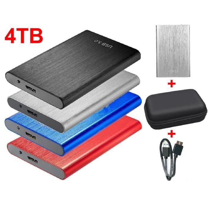 Disque Dur Externe HDD 2.5 USB 3.0 SATA Portable Stockage 4TB 4To Argent  Métal avec Sac Étui de Protection - Cdiscount Informatique