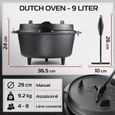 Dutch Oven Cocotte 9L IRONO - Cocotte en Fonte - Chaudron en Fonte - Cuisine plein air - Camping Barbecue - Sac de transport inclus-1