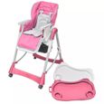 Chaise haute Deluxe et Réhausseur bébé couleur Rose-1