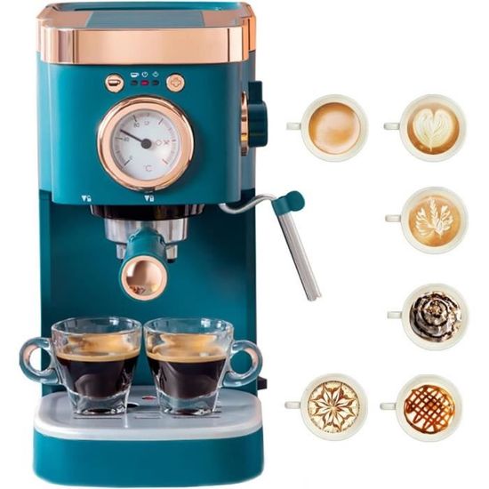 Machine à Café Italienne Semi-Automatique Inox 15 bars, Expresso avec  Mousseur de Lait pour Cappuccino Latte Filtre Permanent 1,4L - Cdiscount  Electroménager