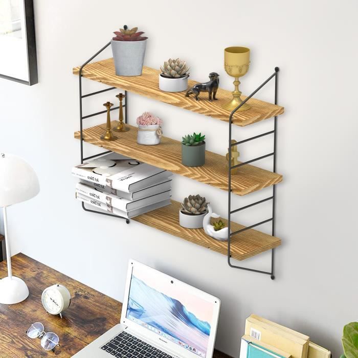 Étagère Murale Design Industrielle En Bois Et Métal - Longueur 45cm - Neuf Sous Emballage