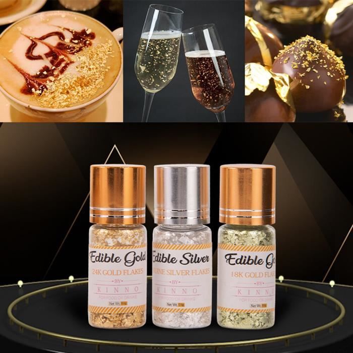 Feuilles d'or 24K, flocons de paillettes comestibles authentiques, poudre d' or 0.1g pour la nourriture, l Champagne Gold -WGHY3561 - La cave Cdiscount