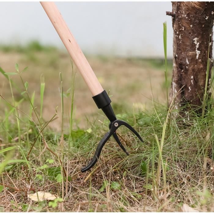 BlumWay Désherbeur De Mauvaises Herbes Avec Pédale - Outil Jardin 4 Griffes Acier Inoxydable Manche Réglable 162 Cm
