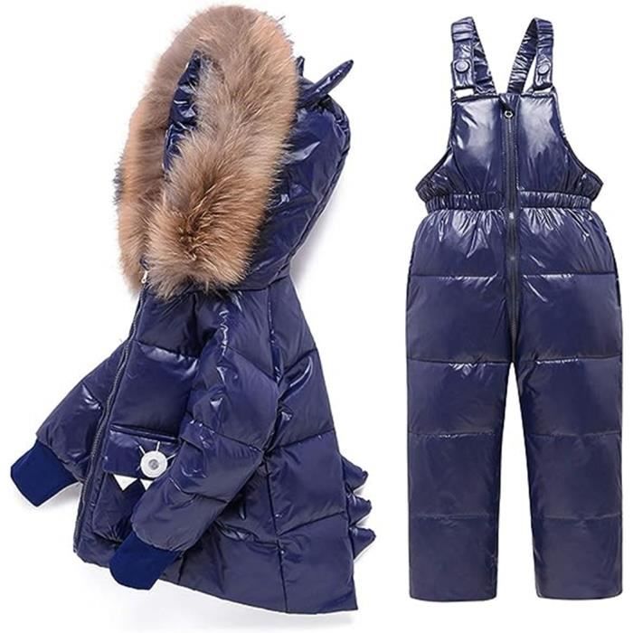 Combinaison d'hiver pour bébé avec capuche, combinaison de neige Romper  Garçons Filles Combinaison à manches longues Tenues chaudes Cadeau (bleu  marine, 66cm)