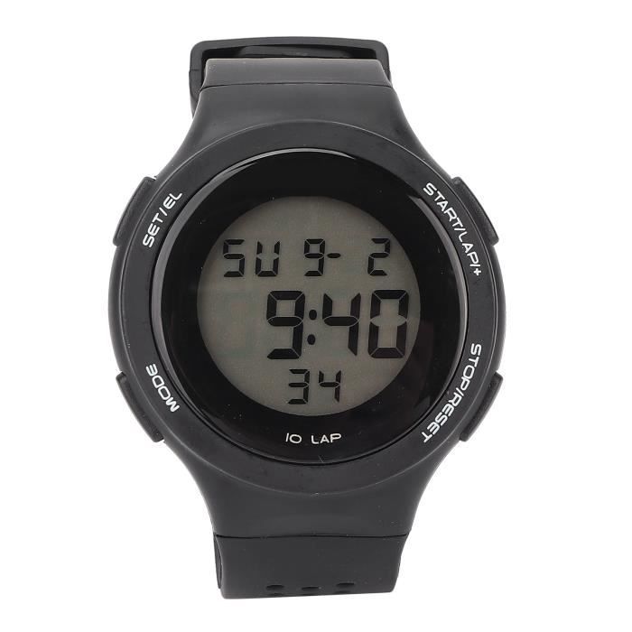 Montre de Sport Homme PWSHYMI Etanche Antichoc Multifonctionnelle Grand Ecran Lumiere EL Noir Sport Achat vente montre Homme Adulte Blanc Plastique Cdiscount