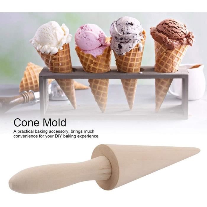 Moule à Cône En Bois Pour Gaufres & Cornets Glacé | 2 Pièces, Matériau Hêtre/Bouleau