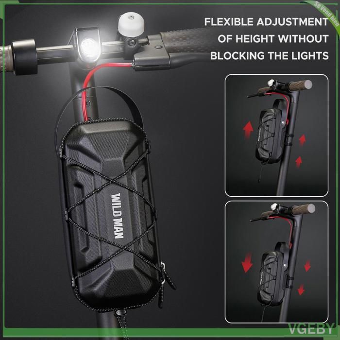 Sac De Guidon Vélo étanche 17x14x8 Cm – Polyester 1680D, Bandes Réfléchissantes, 3 Sangles, Noir