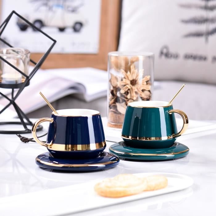 Service à café avec soucoupes,Tasse verte de luxe européenne tasses à thé  en céramique et soucoupes ensemble de tasses à - Type 2 - Cdiscount Maison