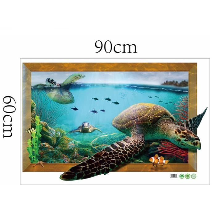 Sticker Autocollant Pour Abattant WC Motif Fond Marin Tortue - 35x42 Cm, Vinyle Haute Qualité, Fabriqué En France