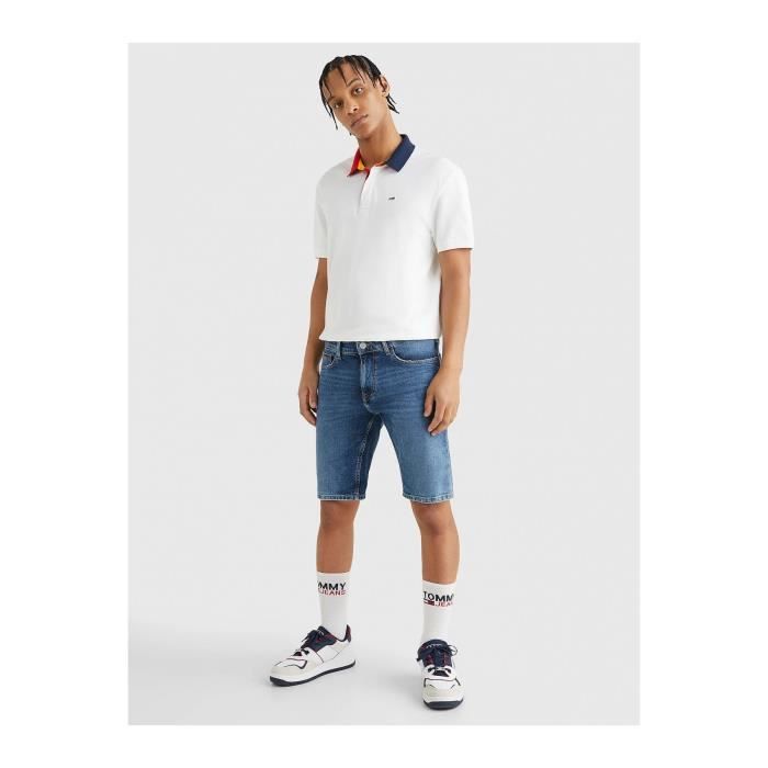 Bermuda jean stretch Tommy Jeans Homme Bleu Medium denim Slim Bleu Cdiscount Pret a Porter