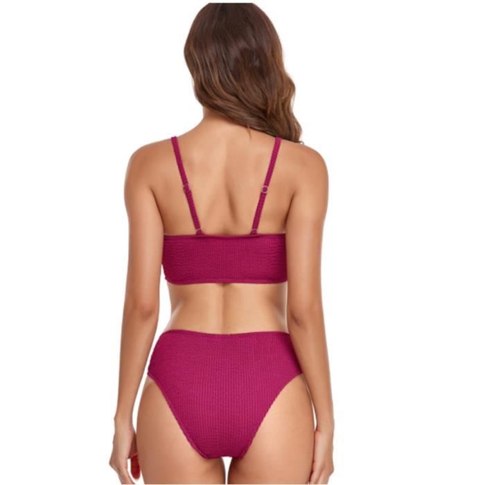 Maroon push top up bikini