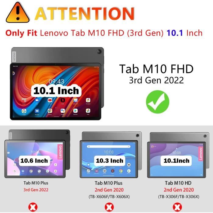 Verre trempé + Coque Tablette pour Lenovo Tab M10 Plus 10.6 Inch Tablet (3rd  Gen) Flip Housse Cuir PU Etui avec Fentes Cartes- Bleu - Cdiscount  Informatique