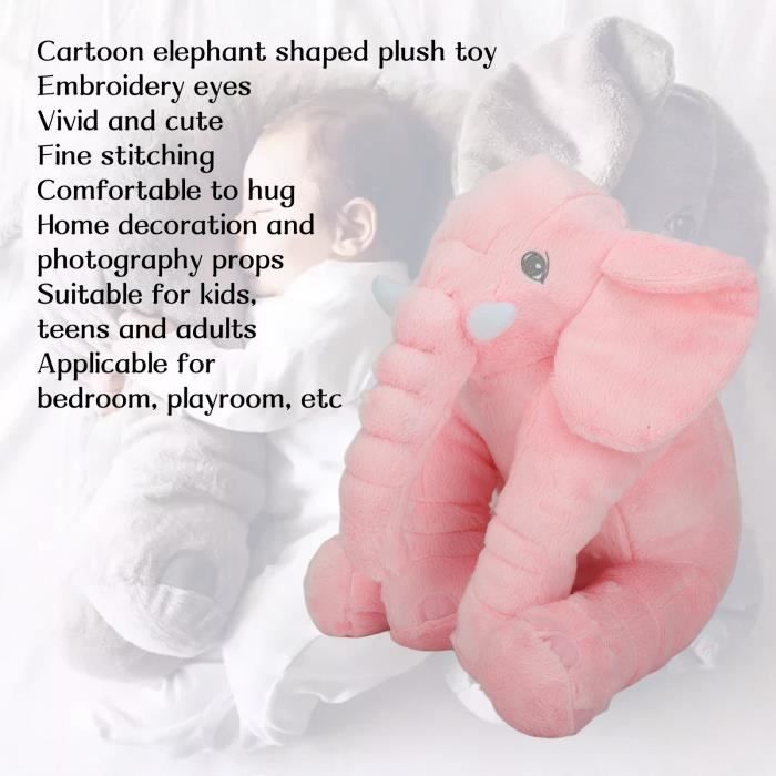 Éléphant rose - grand doudou en peluche douce - bébé et enfant