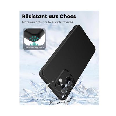 Coque pour Oppo Reno 13 F et 13 FS 5G - housse etui silicone gel fine + verre trempe - NOIR - Téléphonie
