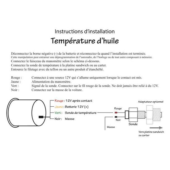 Manomètre Vega® haute précision température d'huile 40-140°C