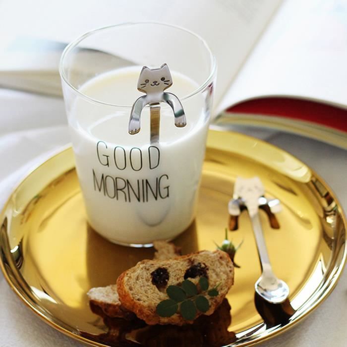 Lot De 2 Cuillères Longues à Café/dessert - En PVC Imitant La Porcelaine - Longueur 18,5 Cm - Résistantes Aux Chutes Et Lavables Au Lave-vaisselle