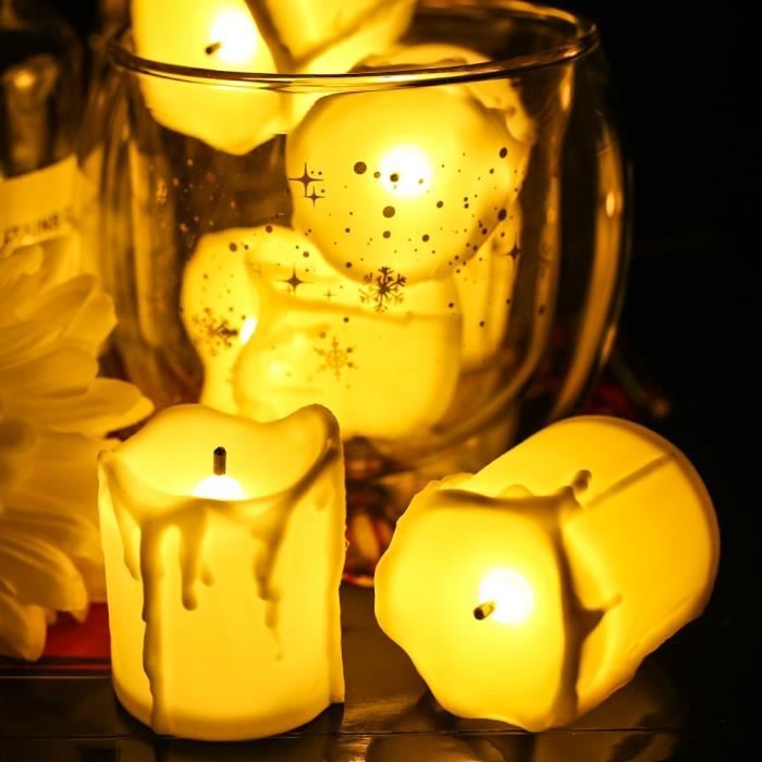 Bougie LED rechargeable jaune avec photophore par 12 professionnelle