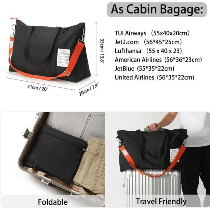 Sac De Sport/voyage Léger – Taille Cabine, Compartiments Multiples, Imperméable