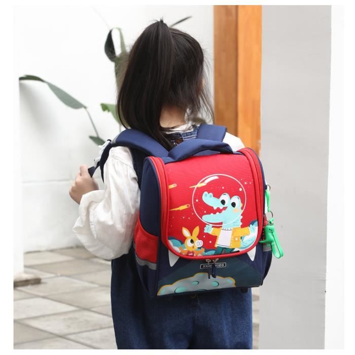 Sac à Dos Enfant Motif Crocodile/fleurs - 30,5x25,4 Cm, Polyester, Bretelles Réglables, Sifflet De Sécurité