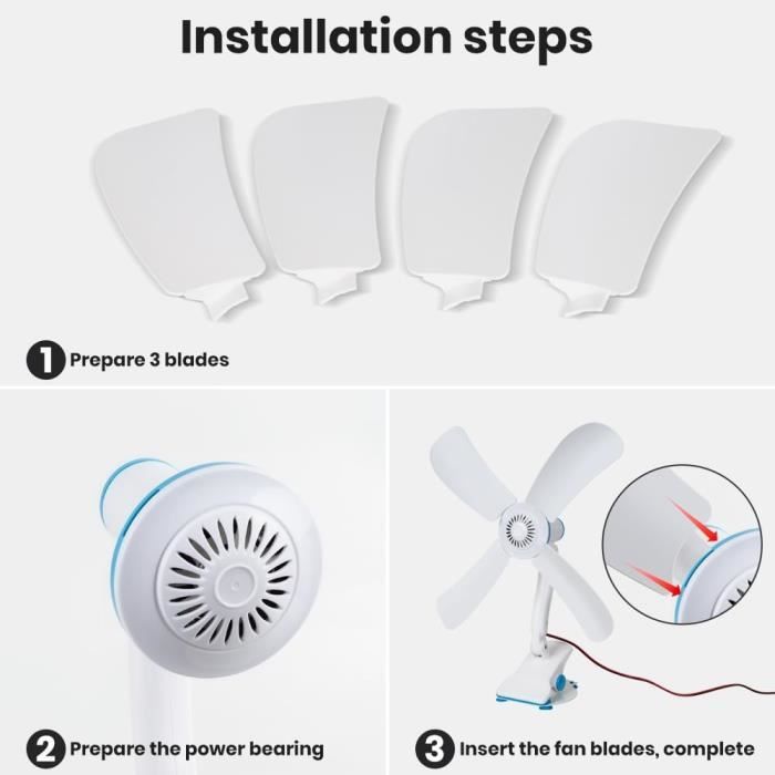 Mini Ventilateur USB 2-en-1 Rotatif à 360° - Alimenté Par Téléphone - Lot De 2 - TPE Souple Et Sûr - 10