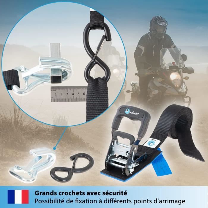 Set De 2 Sangles à Cliquet – 4,5 M X 3,8 Cm, Crochets J Doubles, 1500 Kg – Noires