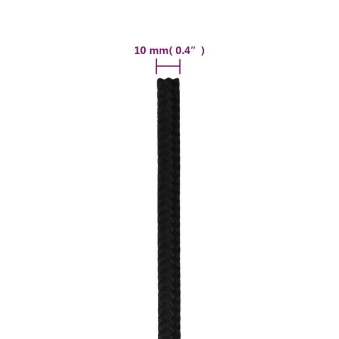Corde de travail Noir 6 mm 25 m Polyester vidaXL