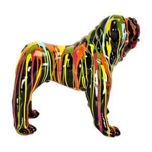 Statue chien bouledogue Français en résine multicolore - Tony - 77