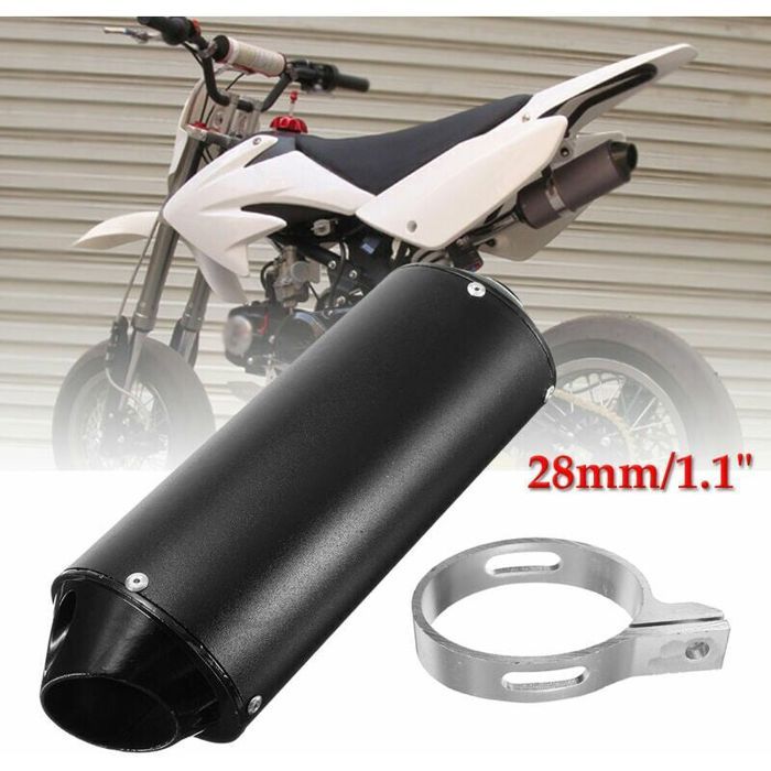 Universele motoruitlaatdemper van roestvrij staal 28 mm met klem voor 50 cc 110 cc 125 cc ATV Dirt Pit Quad Bike Motocross zwart