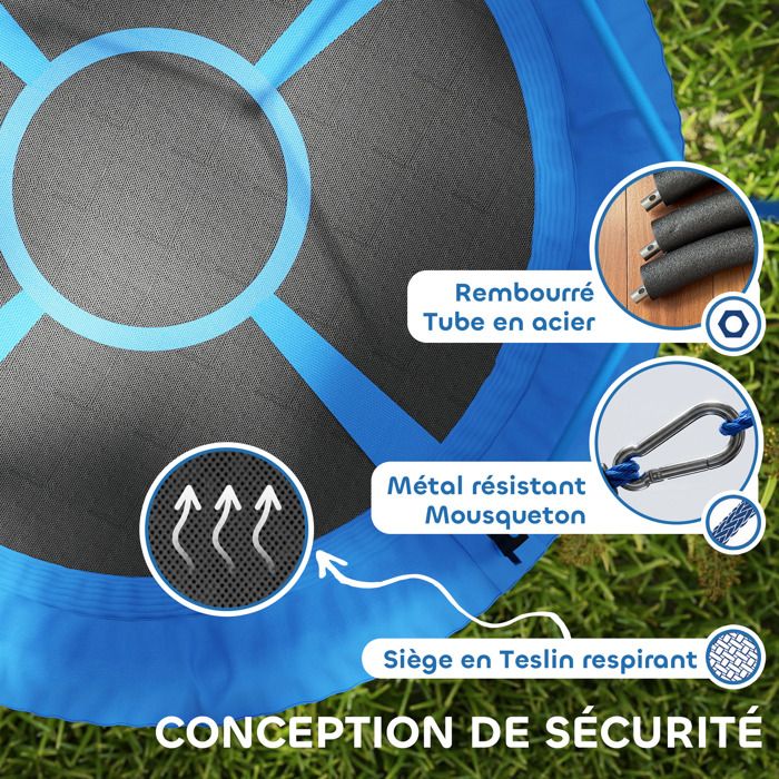 Balançoire Nid D'oiseau, Balançoire Pour 2 Enfants Avec Cordes Reglables En Hauteur Siege Rond 80 Cm Bleu 211814872 Balançoire Nid D'oiseau, Balançoire Pour 2 Enfants Avec Cordes Reglables En Hauteur Siege Rond 80 Cm Bleu 211814872