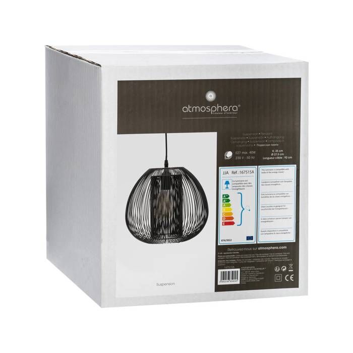 Atmosphera - Suspension En Métal Filaire Noir H 25 Cm Noda - 167515_16793_29890