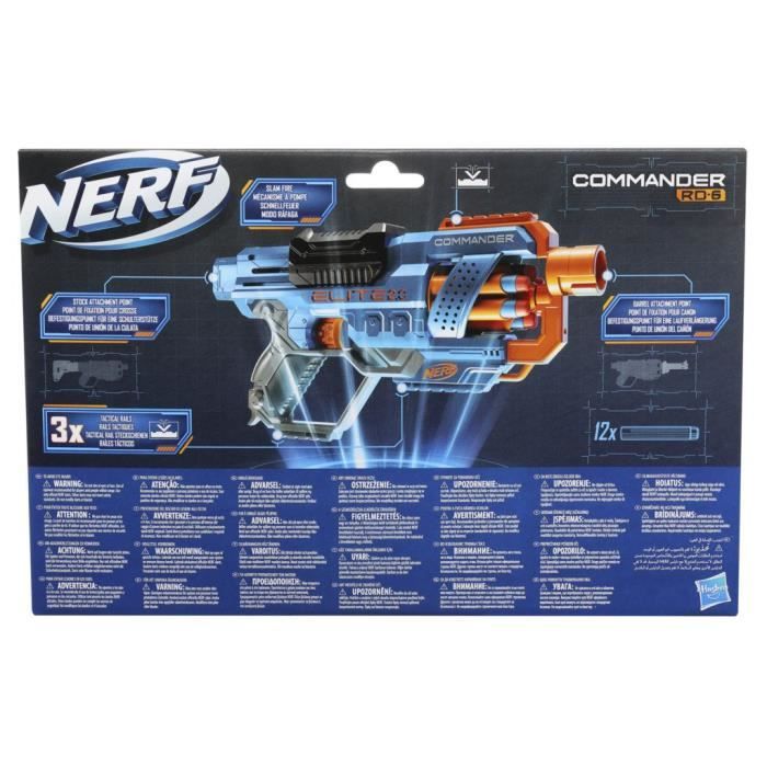 Pistolet NERF Elite 2.0 Commander RD-6 avec 12 fléchettes NERF et tambour  rotatif à 6 fléchettes, 8 ans et plus