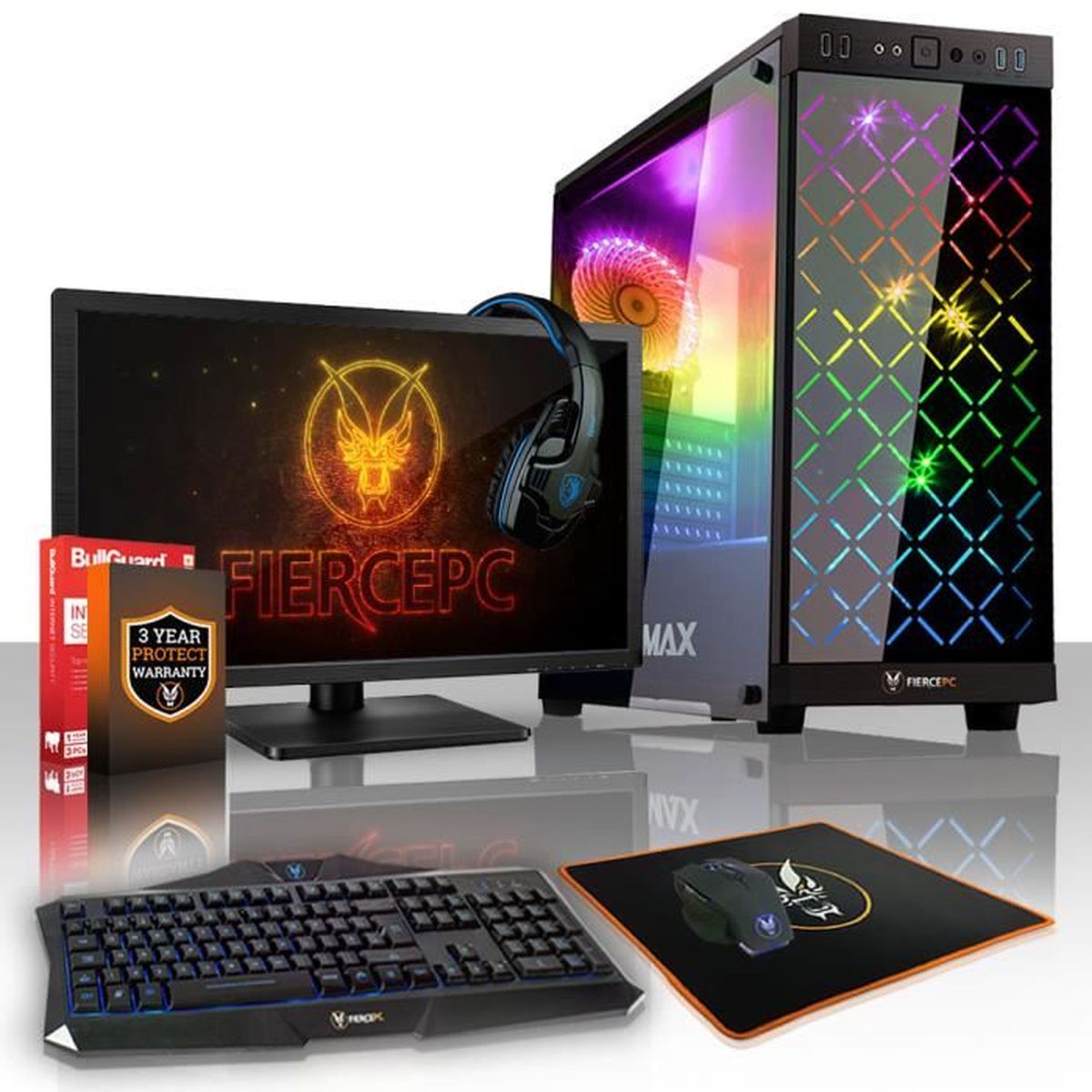Fierce Cypher Pc Gamer De Bureau Intel Core I7 8700k 6x4 5ghz Cpu 16go Ram Gtx 1050 Ti 4go 1to Hdd 496100 Prix Pas Cher Cdiscount