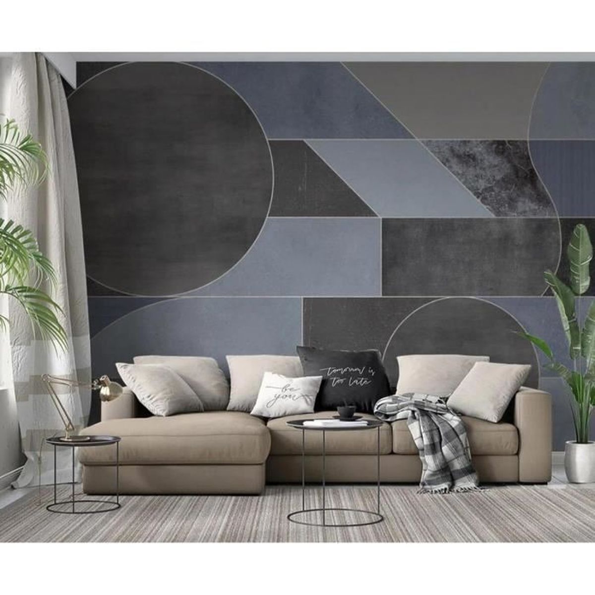 Papier Peint 3D Effet Palais Gris Q4124 - Autocollant Mural Photo, Neuf