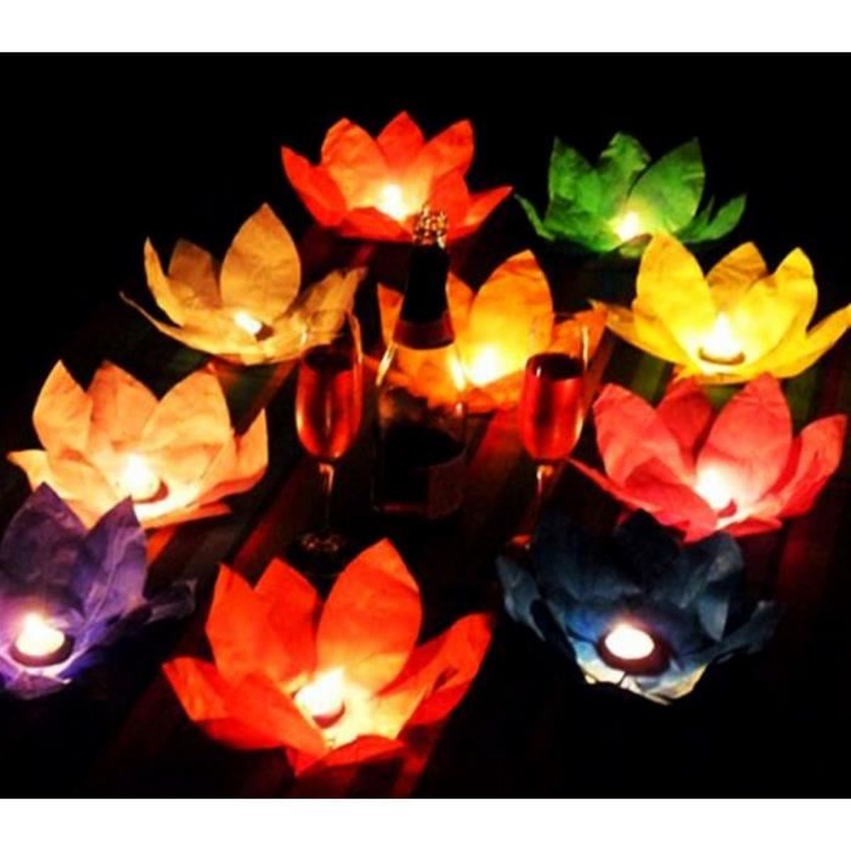bénédiction doré vœux avec bougie 10 cm Uonlytech Lot de 10 lanternes flottantes en papier biodégradables pour prier