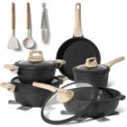 Batterie De Cuisine Induction 14 Pcs JUST PERFECTO - Set De Casseroles Et Poeles - Tous Feux Dont Induction - Couvercle En Silicone