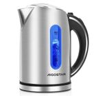 Bouilloire électrique Aigostar King - 1.7L, 2200W, acier inoxydable poli, sans BPA, illumination LED bleue
