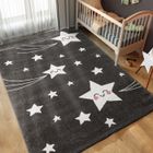 Tapis enfant CARPETTEX - Design étoiles - Gris 120x170 cm - Synthétique - Enfant